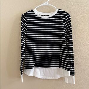 Black and White Striped Long Sleeve Top